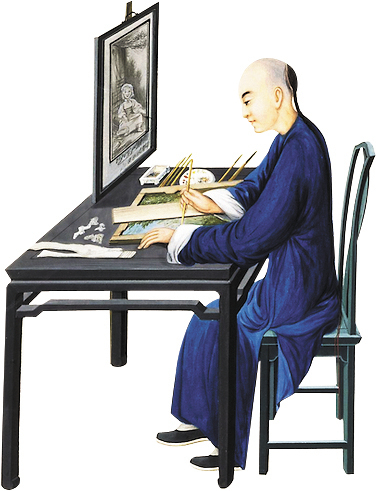 《正在按照英國(guó)的版畫(huà)繪制玻璃背畫(huà)的中國(guó)畫(huà)家》 《正在按照英國(guó)的版畫(huà)繪制玻璃背畫(huà)的中國(guó)畫(huà)家》