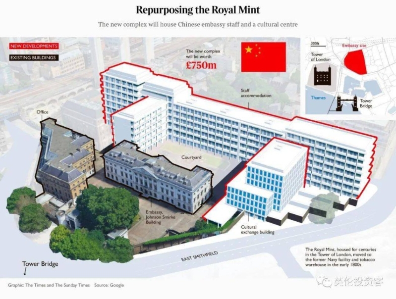 新中國駐倫敦使館的規(guī)劃圖，會(huì)保留歷史建筑。