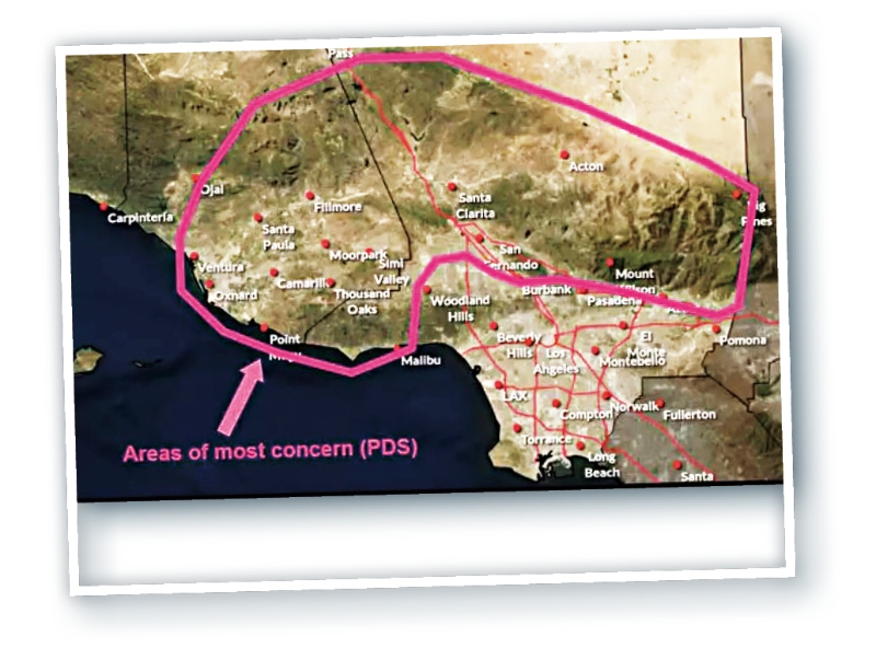 國家氣象局向洛杉磯和文圖拉縣地區(qū)發(fā)布最緊急的紅旗火災(zāi)天氣警告。 