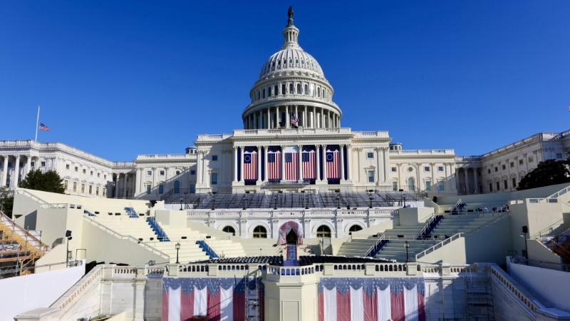 美國國會大廈之前就總統(tǒng)就職禮作準備。 路透社