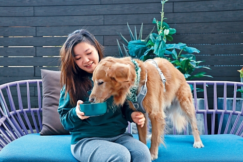 杜佩穎與寵物QQ感情深厚。