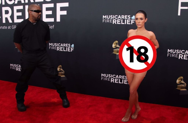 美國(guó)饒舌歌手“侃爺”坎耶·維斯特（Kanye West），和老婆比安卡（Bianca Censori）現(xiàn)身格萊美獎(jiǎng)紅毯，比安卡的衣著幾乎完全透明。