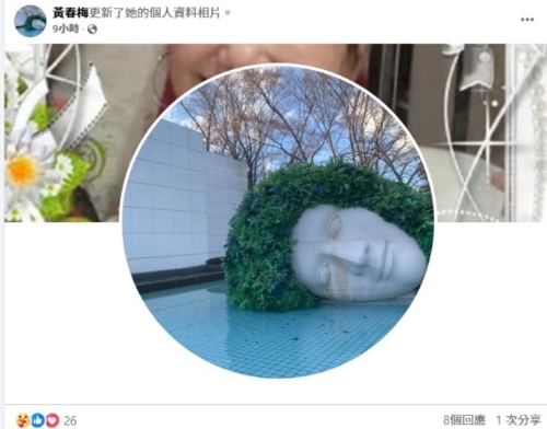 S媽再換大頭相，變成人像雕塑。