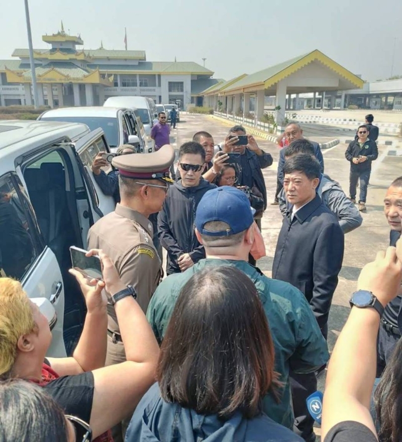 中國公安部部長助理劉忠義昨天抵達(dá)泰國后，再進(jìn)入緬甸妙瓦底考察。 X@maliangshui.jpg