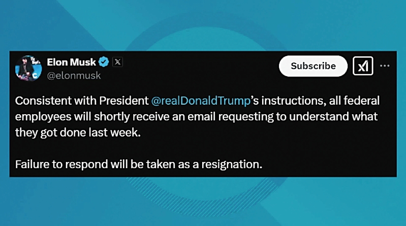 馬斯克逼聯(lián)邦雇員匯報(bào)工作。