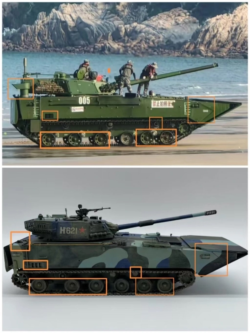 兩代兩棲裝甲車外部比較。