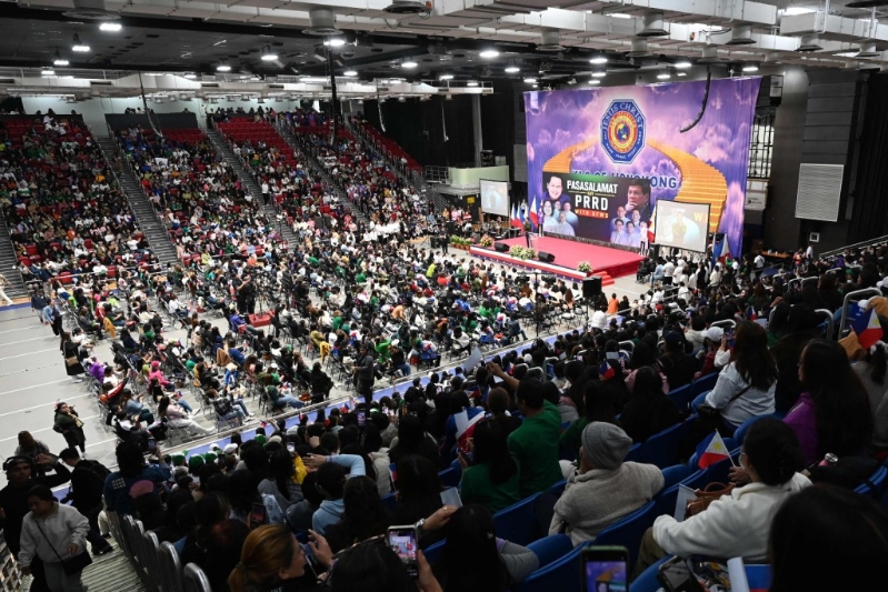 二千多名在港菲律賓工作人士入場參與大會。AFP