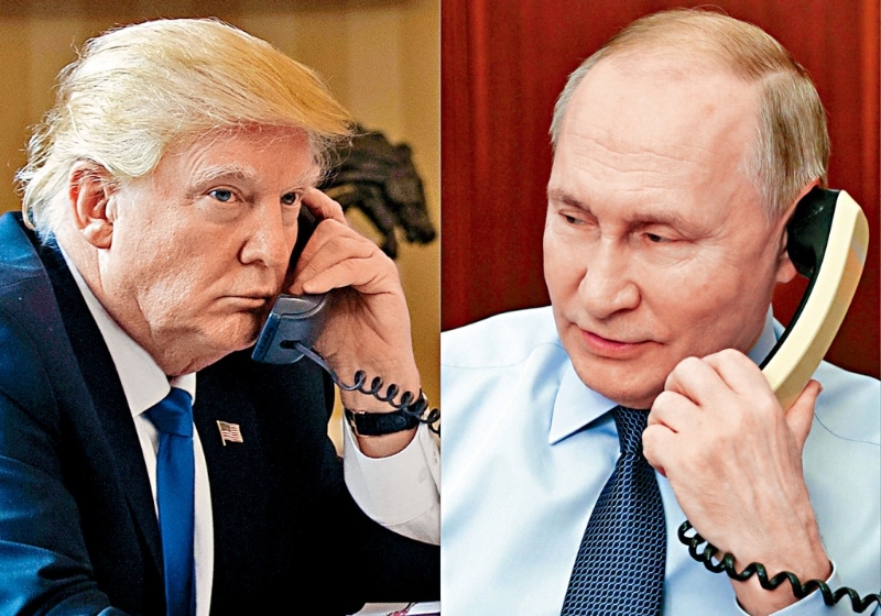 特朗普、普京講電話的檔案照。.jpg