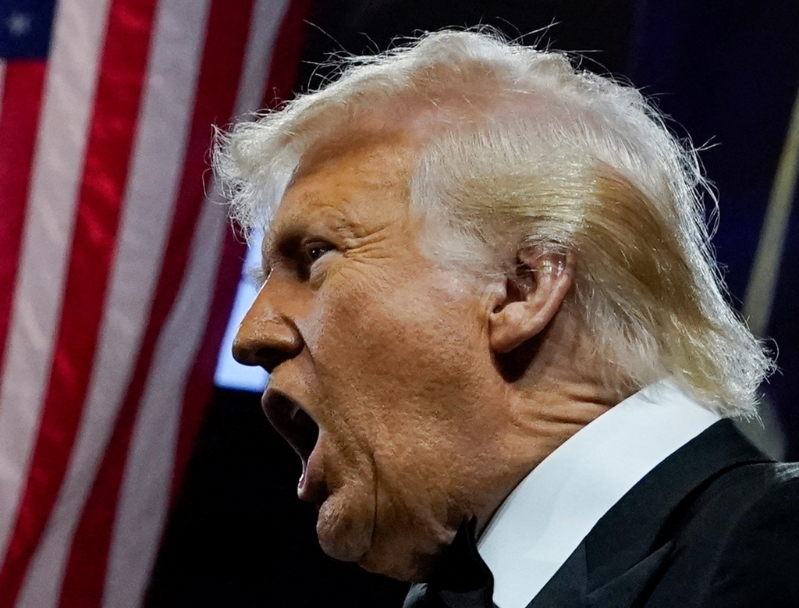 美國總統(tǒng)特朗普在與共和黨眾議院全國委員會（NRCC）成員的晚宴上發(fā)表談話。路透社