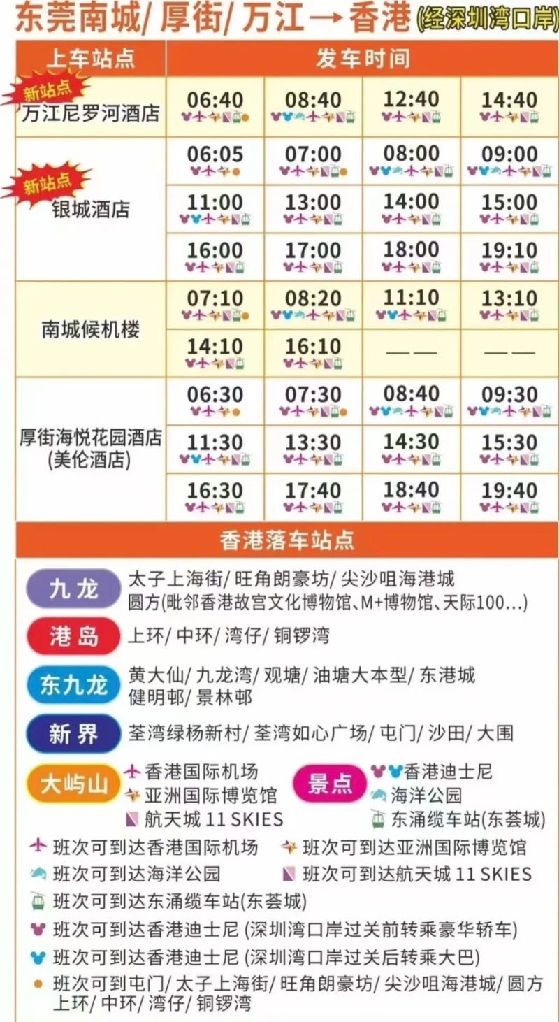 東莞至香港班次及上下車(chē)地點(diǎn)（Tóng@小紅書(shū)）