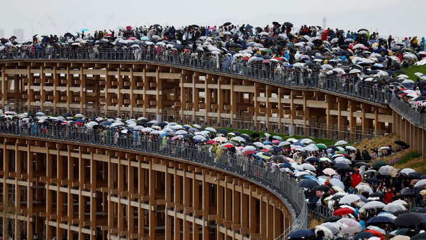 大阪世博代表性建筑“大屋根環(huán)”今天傳出漏水。