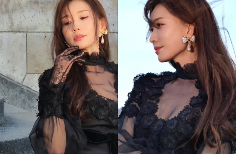 林志玲公開巴黎30秒片，黑紗透視洋裝50歲身材全看光