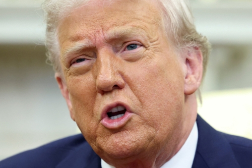 2025年4月14，美國總統(tǒng)特朗普在日在白宮橢圓形辦公室會(huì)晤薩爾瓦多總統(tǒng)。