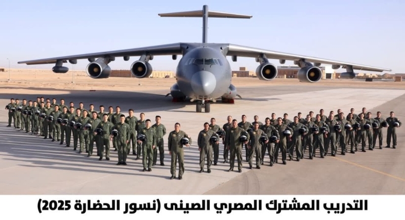 中?？哲娙藛T和中國(guó)運(yùn)20合影。  埃及國(guó)防部