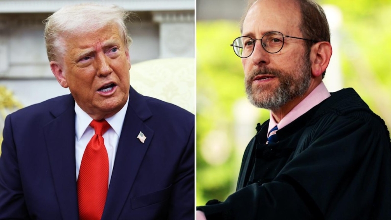 哈佛大學(xué)校長(zhǎng)加伯（右）不滿(mǎn)特朗普干涉校政。