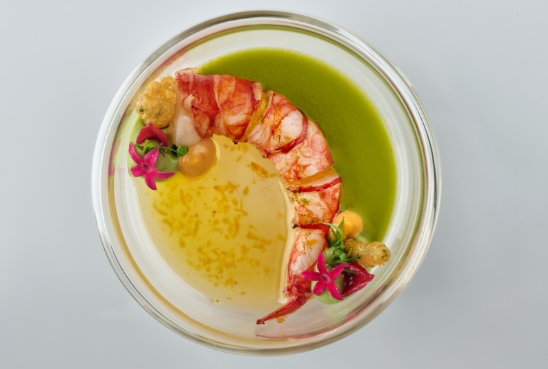 Torched Carabinero with Kumquat Kosho