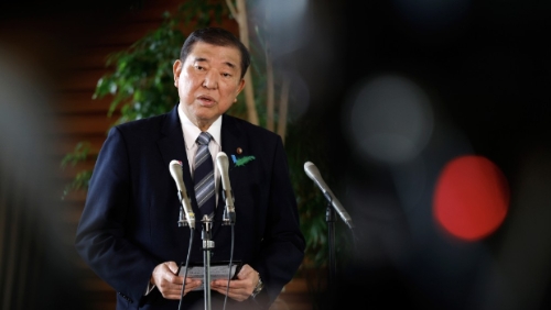 2025年4月17日，日相石破茂在日本代表赴美談判關(guān)稅問題后發(fā)表講話。 美聯(lián)社