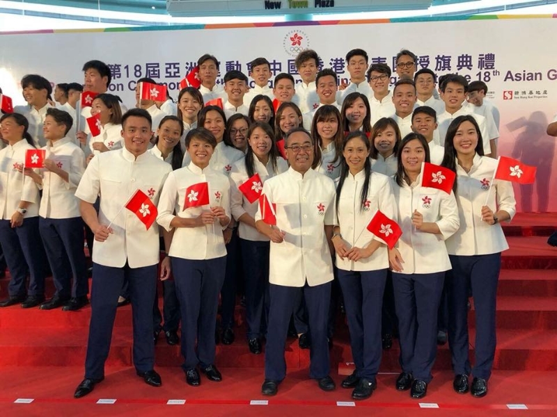 古汝發(fā)（最后排右一）曾帶領(lǐng)港隊(duì)出戰(zhàn)雅加達(dá)亞運(yùn)。