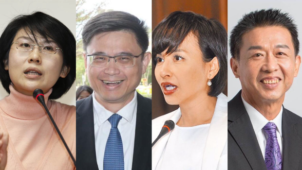 左起為民進(jìn)黨“立委”林岱樺、賴瑞隆、邱議瑩、許智杰。