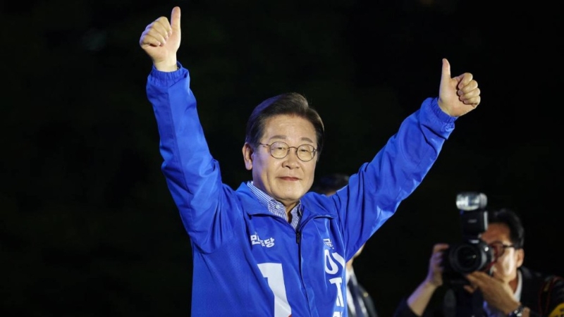 韓國媒體指李在明在總統(tǒng)選舉中獲壓倒性得票。