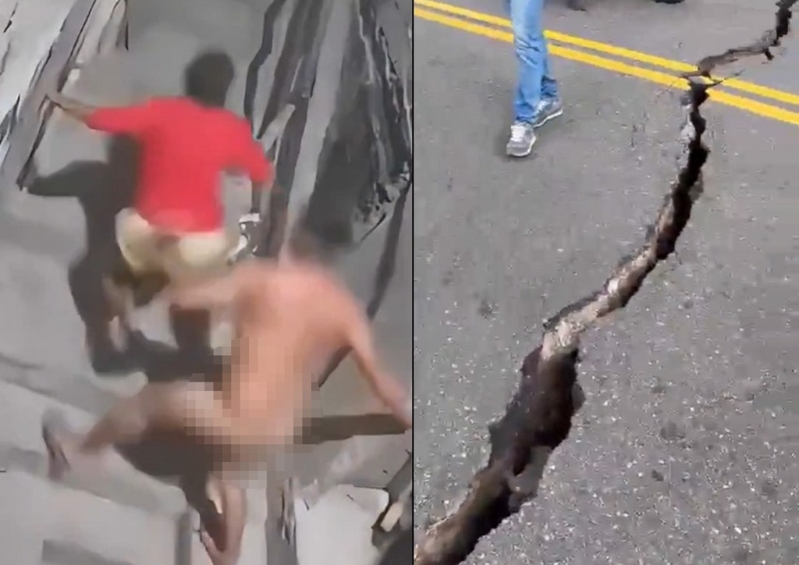 哥倫比亞發(fā)生規(guī)模6.3的大地震，震央所在的公路有巨大的裂痕，首都居民慌亂的全裸逃生。 X.jpg