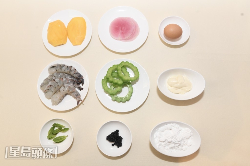 黑魚子香芒蝦球材料 黑魚子香芒蝦球材料