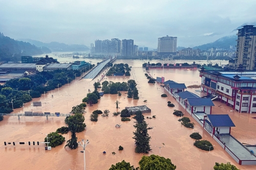 貴州榕江縣城水浸嚴(yán)重。