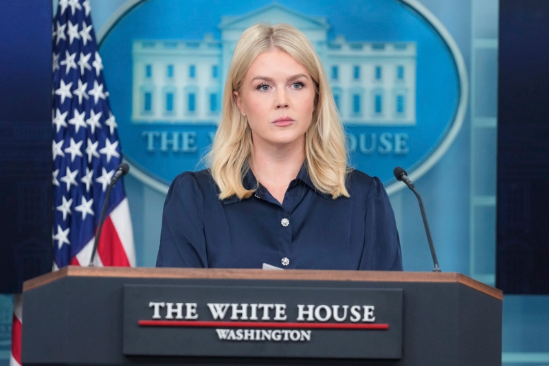 白宮新聞秘書李威特沃于2025年7月31日在華盛頓白宮舉行的新聞簡報會上發(fā)言。美聯(lián)社