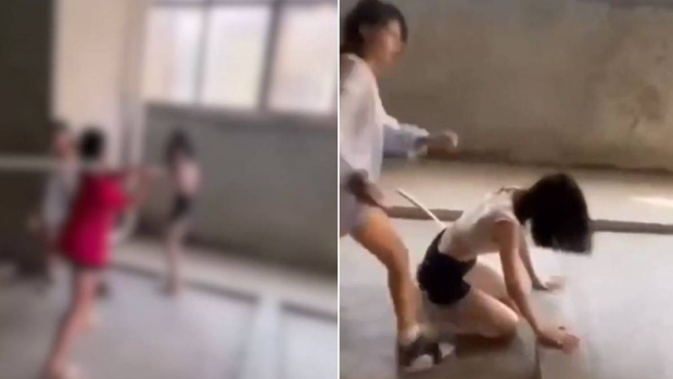 受害女童被逼脫剩胸圍，遭各種暴力施虐。