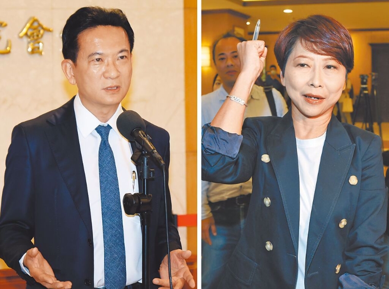 民進(jìn)黨“立委”林俊憲（左）、陳亭妃（右）。