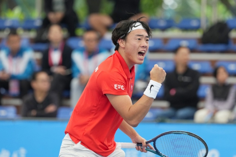 黃澤林(圖)網(wǎng)球男單4強對吳易昺。