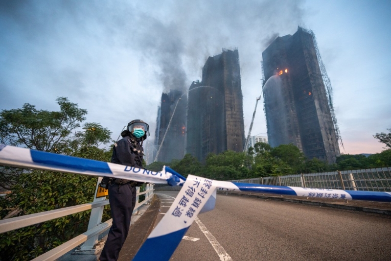 宏福苑五級(jí)火，大廈外墻棚網(wǎng)物料引起關(guān)注。