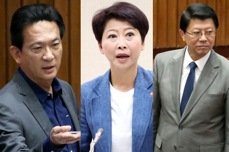 左起為綠委林俊憲、陳亭妃、藍(lán)委謝龍介