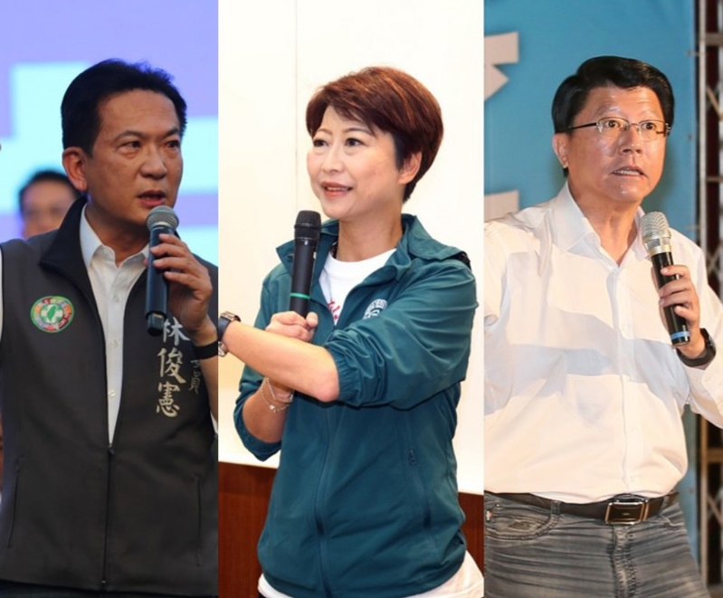 左起為民進(jìn)黨“立委”林俊憲、陳亭妃，國(guó)民黨“立委”謝龍介